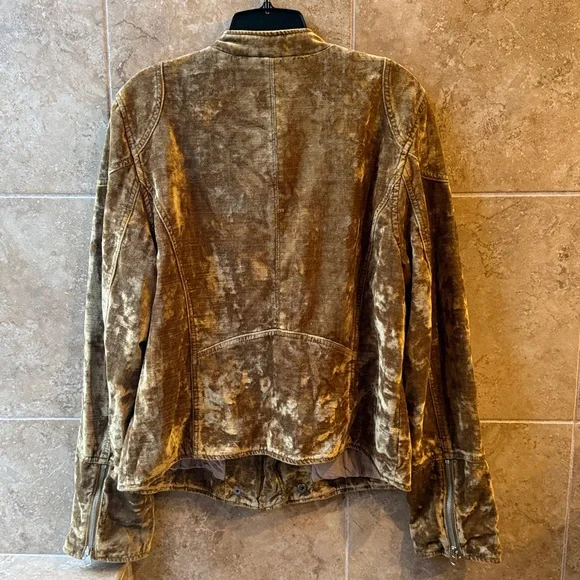 Free People Dusk To Dawn Military Jacket Velvet Moto Sz XL NWT We The Free Gold - Picture 6 of 15